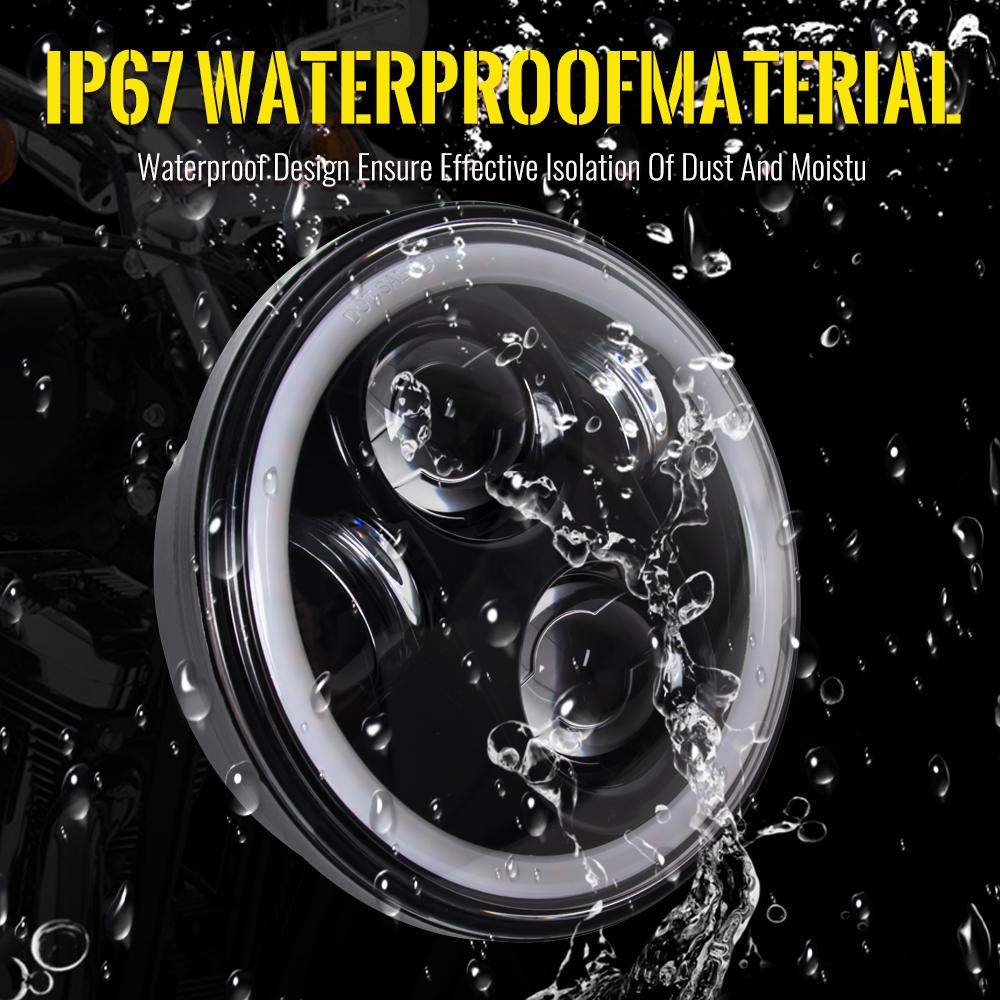 5.75" Angel Eye DRL Parts Led Moto Headlight Sportster 1200 72 48 883 Projector LED Chrome Round Headlamp