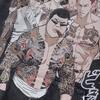 Harajuku Ukiyo-E Cartoon Print Heavy Hoodie American Street Hip Hop Washed Hoodie For Men And Women