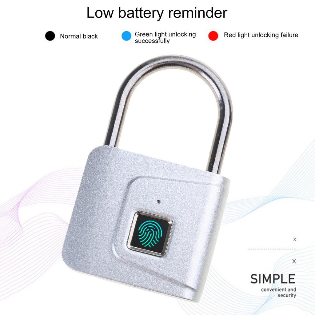 Metal Padlock Keyless Biometric Security Lock Keyless Fingerprint Security Lock 47x76mm for Gym Locker Fence & Gate