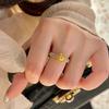 Old Qianfeng Plant Department Yellow Diamond Cube Sugar Pineapple Ring Niche High Sense Exquisite Fashion Light Luxury Simple Diamond Ring Women