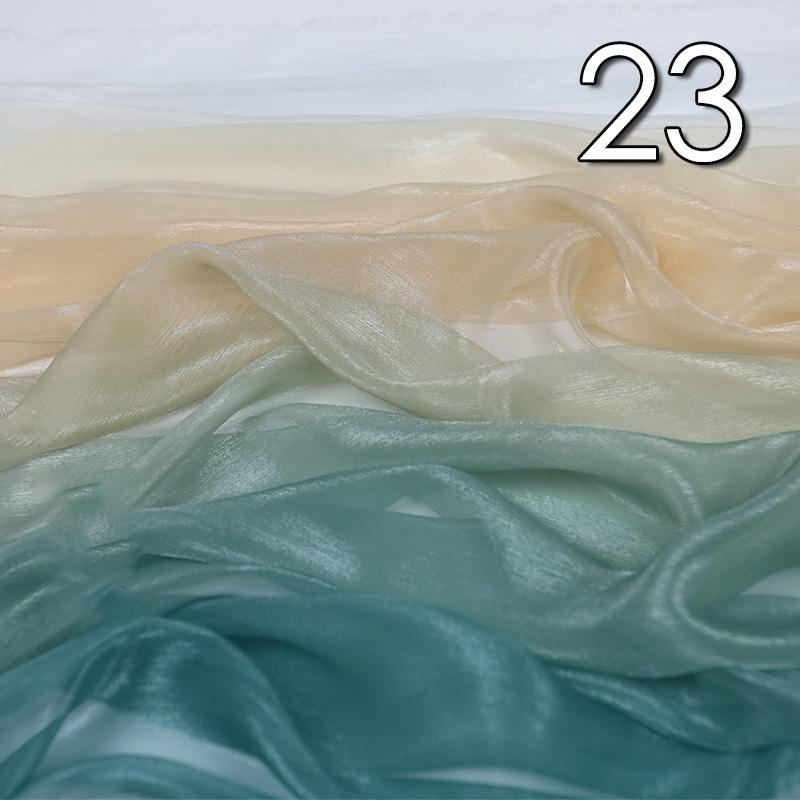 1/2/5 Meter 30D Rainbow Gradient Color Chiffon Fabric Organza Tulle Fabric For Diy Ancient Style Hanfu Silky Dress Stage Garment