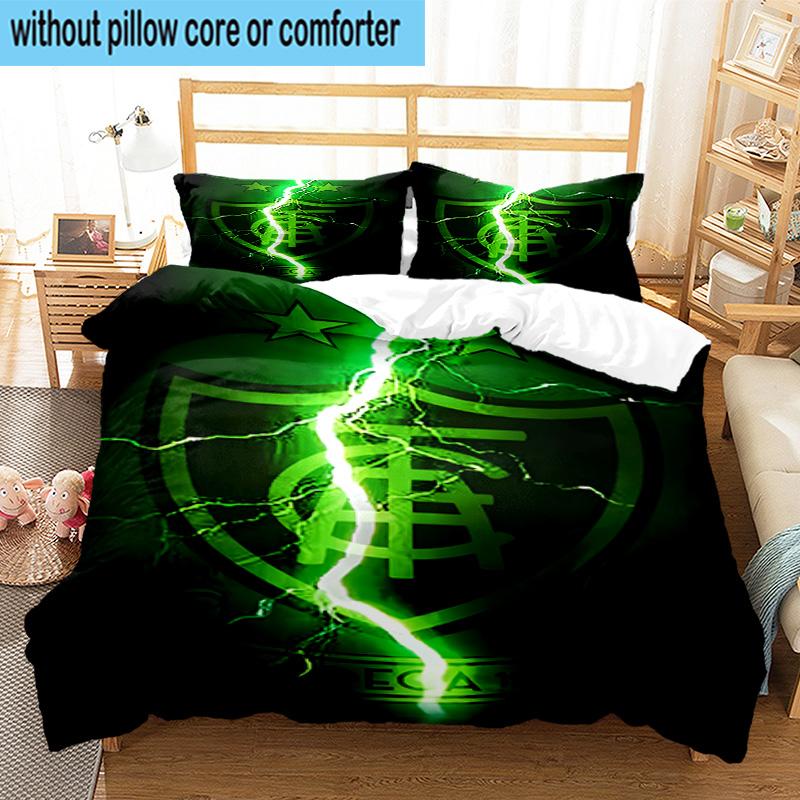 3pcs Green Shield Emblem Design Printed Bedding Set Duvet Cover Closure Includes 1 Duvet Cover & 2 Pillowcases Bedding Sets Home Decor Gifts