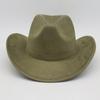 Top Hat New Amazon Hot-Selling Western Denim Curled Brim Concave Convex Top Retro Riding Hat Men'S And Women'S Woolen Felt Hat