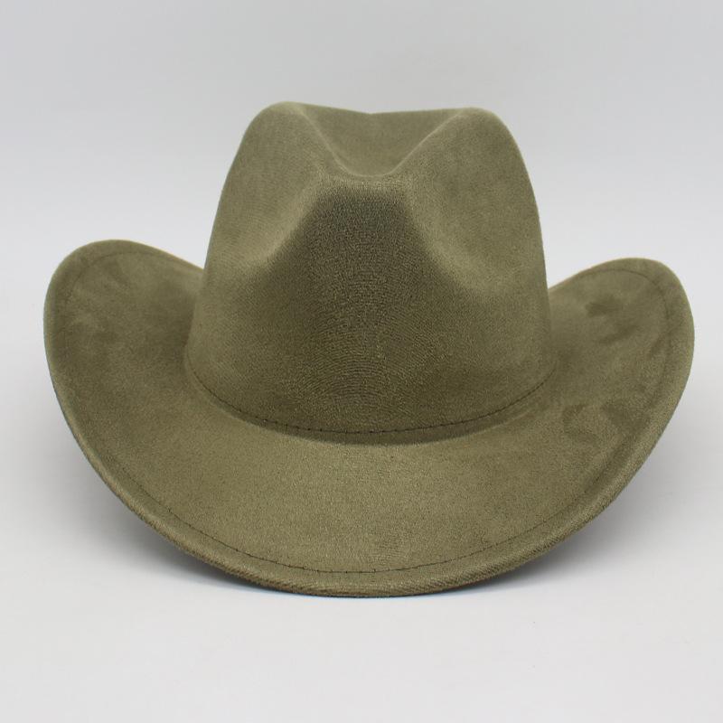 Top Hat New Amazon Hot-Selling Western Denim Curled Brim Concave Convex Top Retro Riding Hat Men'S And Women'S Woolen Felt Hat