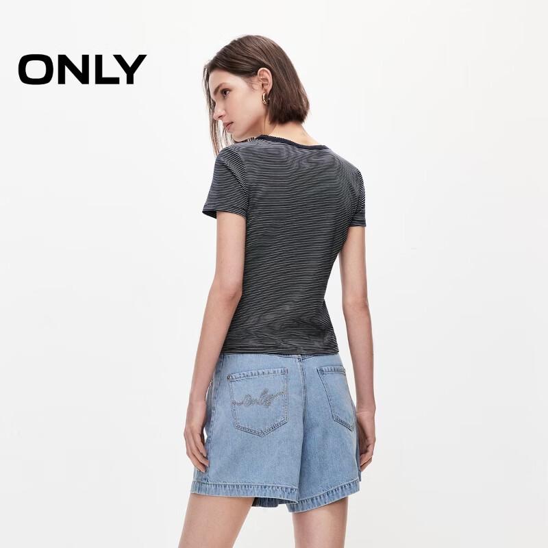 Only Women's Striped Slim-Fit Short-Sleeve T-Shirt