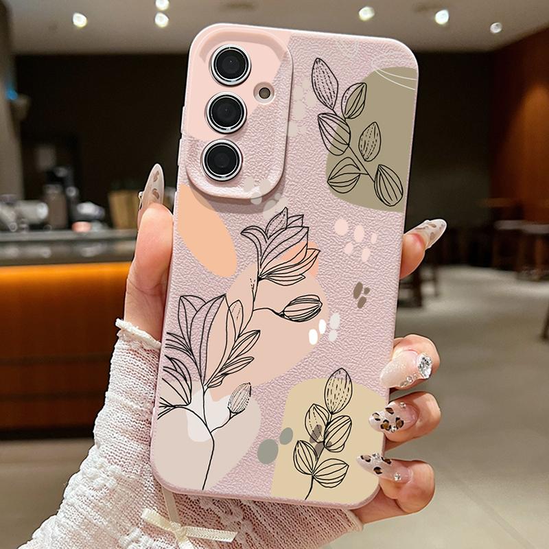 Line Flower Case For Samsung Galaxy A55 A54 A35 A25 A15 5G A16 A53 A52 A34 A14 S20 S21 FE S22 S23 S24 Ultra Capa A56 A26 A36 S25