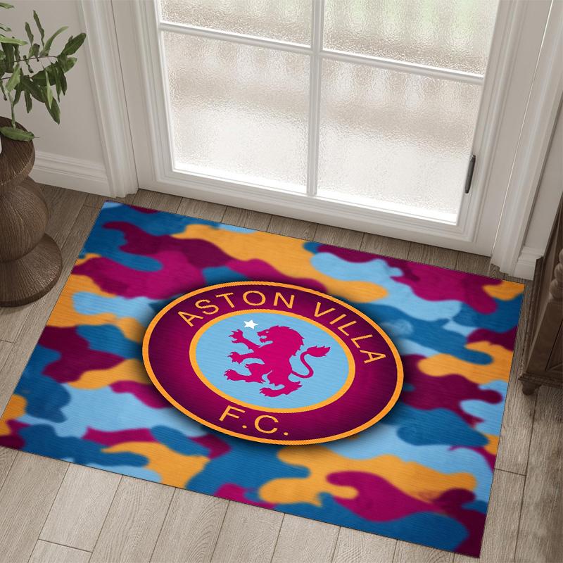 Aston Villa Futbol Tasarım Kristal Kadife Halı Rahat Non?Yatak Odası Oturma Odası Girişi İçin Kaymaz Desenli Halı