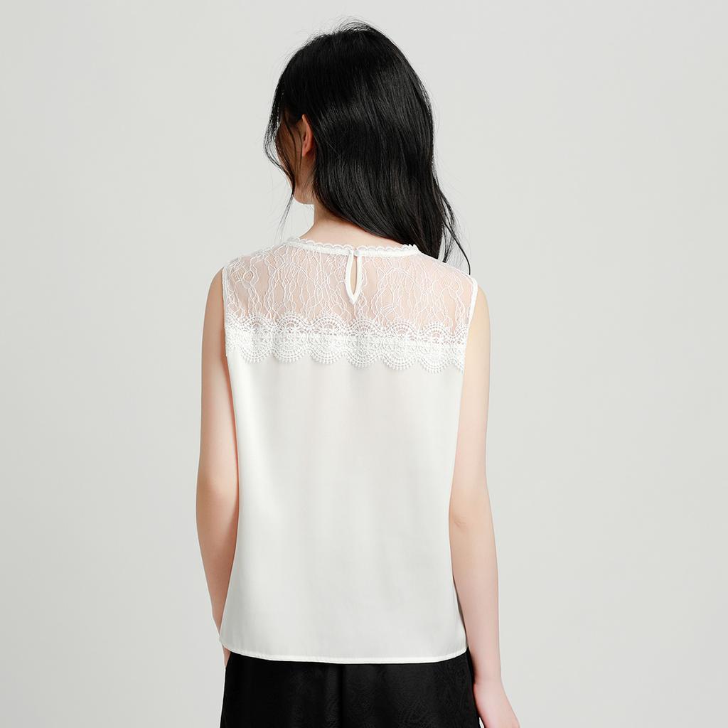 19mm Heavyweight Mulberry Silk French Lace Elegant and High-end Camisole Vest Women's Versatile T-shirt Top