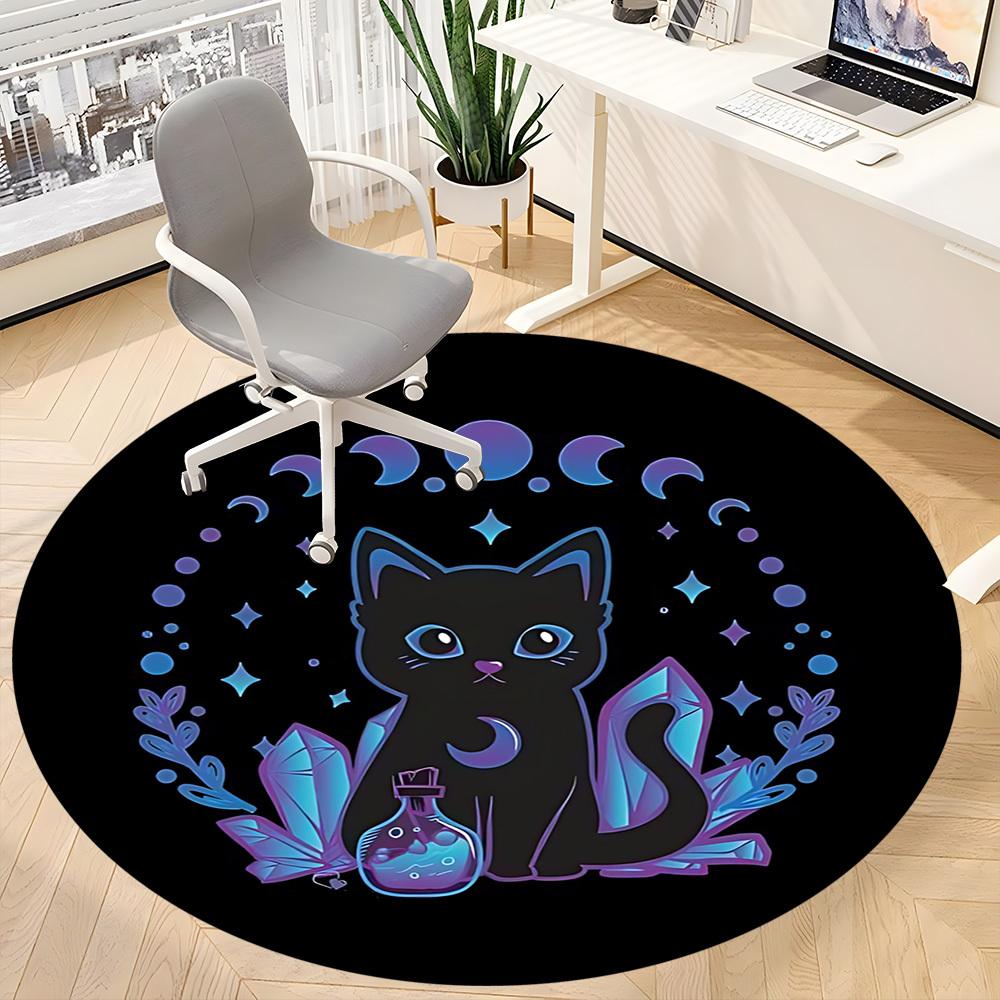 1 Stück Mondstein Katze Büro Runder Teppich, Unter Bürostühlen Schlafzimmer Wohnzimmer Heimdekoration, Raumdeko, In Verschiedenen Größen Erhältlich 204