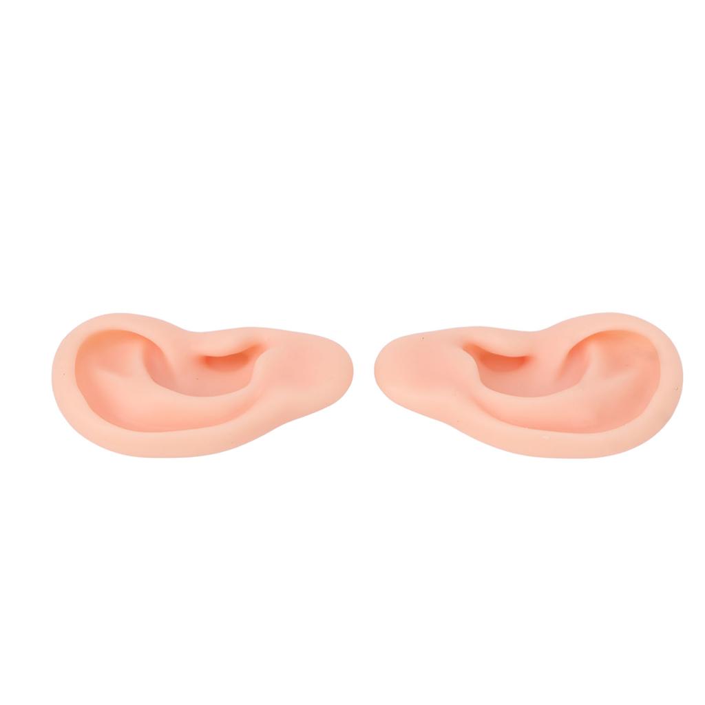 1 Pair Silicone Ear Model Soft Flexible Simulation Ear Model for Earrings Display Ear Piercing Exercise Light Skin Color