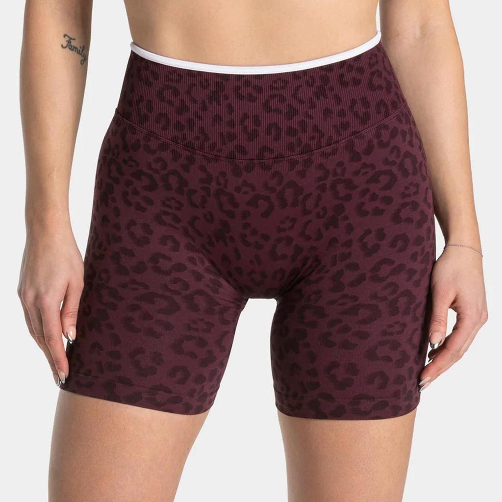 Leopard Print High-Waisted Seamless Yoga Shorts - Women's Fitness & Tummy Control Running Shorts