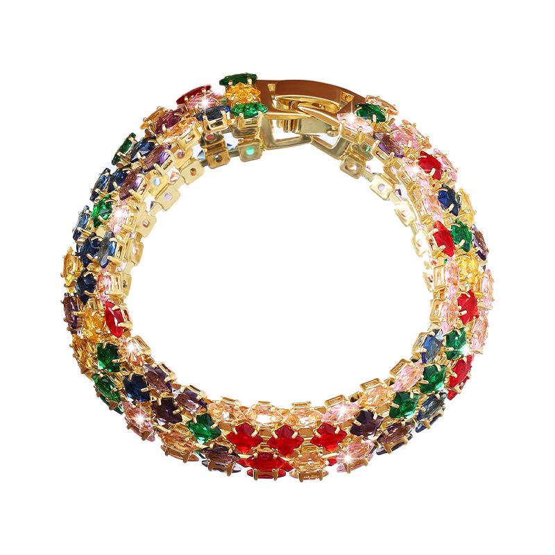 Luxury Shiny Micro Colorful Crystals Women Bracelet Fashion Hand Jewelry