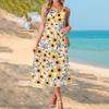 Fashionable Women's Summer Dress with Gradient Print, Elegant Casual Wear, Beach Vacation Sun Skirt with Pocket