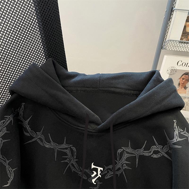 Autumn and Winter American Printed Sweater Men's Loose Couple Fleece Thickened Versatile Women's Hooded Jacket