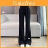 Pantaloni a zampa spessi in misto da donna a vita alta per abbigliamento invernale casual