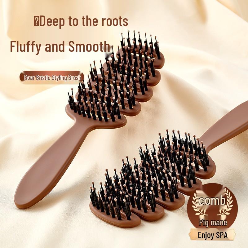 Pinecone Boar Bristle Hairbrush: Volumizing, Straightening, Scalp Massager & Rib Comb for Women