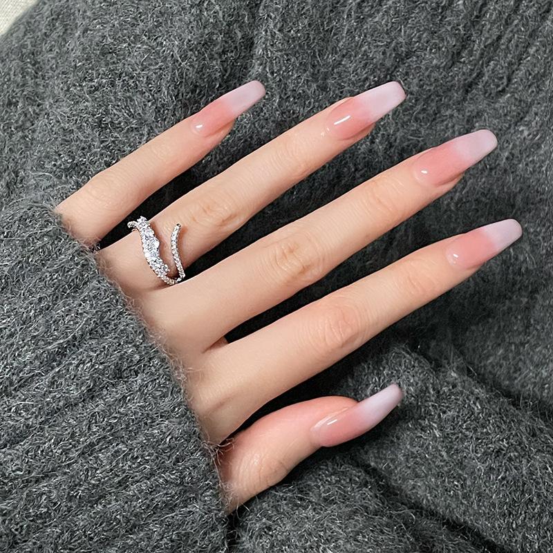 Niche Design Sense Irregular Diamond-Encrusted Zircon Simple Cold Wind Advanced Light Luxury Index Finger Ring Female Adjustable opening