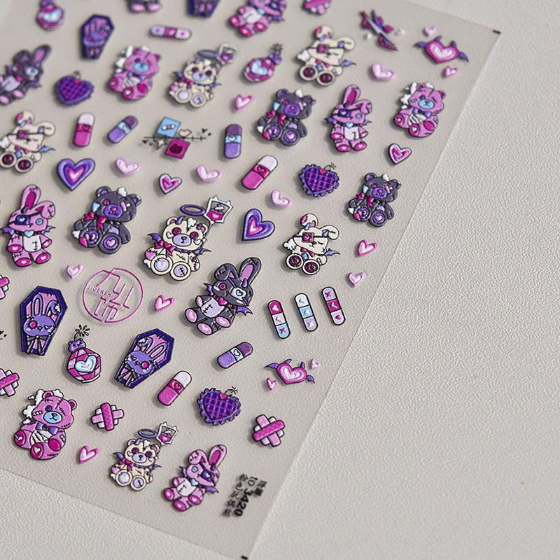 

Pink Doll Bear Tomoni Japanese Style Nail Beauty Sticker Pink Teddy Bear 3420((Relief))