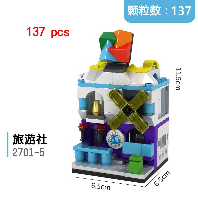 City Miniature Views Mini Street Coffee Shop Model Building Blocks Kits Bricks Kids Toys Girls Boys Flower Food Retail Store