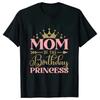 Birthday Princess T-shirt DAD MOM Uncle Aunt Family Gathering Tops Girls Birthday Party Tshirt Short Sleeve Black White Tee