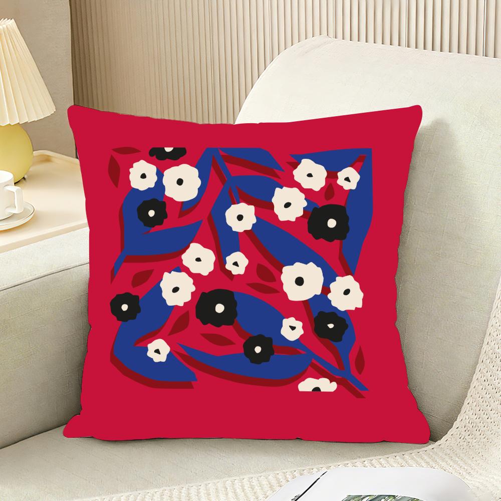 Retro Abstract Plants And Flowers Cushion Cover Reversible Plush Pillow Cover For Car Sofa Bedroom Decorative Gift Pillowcase