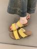 Square head thick heel cool slippers women's summer wear 2025 new cross-strap Roman sandals with skirt temperament sandals