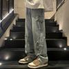 Pantaloni Denim Casual Trendy a Gamba Dritta Autunno e Inverno Larghi Hip-hop Giovani Street Jeans Pantaloni a Gamba Larga Pantaloni Y2k da Uomo