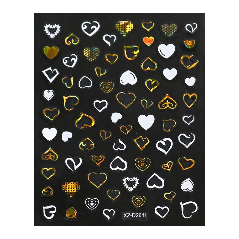 Valentine'S Day Nail Art Sticker Romantic Theme Love Rose Platinum 3D Adhesive Valentine'S Day Nail Sticker