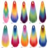 Ponytails Hair Extension Long Yaki Straight Hair Ponytail Rainbow Color Hairpiece Claw Clip on Hair Tail for Ladies