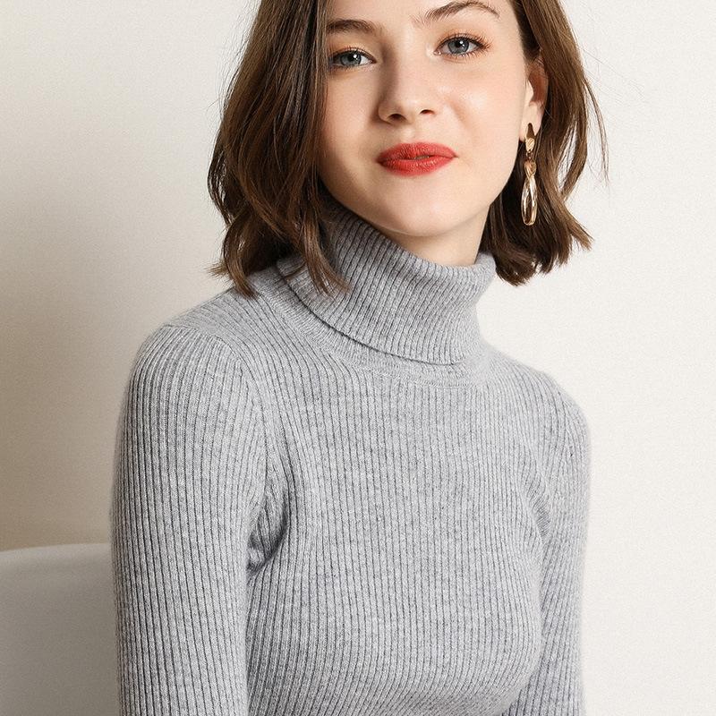 Turtleneck Jumper Woman Knitted Blouses Fashion Ladies Sweaters Winter Thermal Striped Long Sleeve Autumn Warm Tops