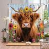 Wildtier Duschvorhang Blume Pflanze Löwe Kuh Tiger Dschungel Szenerie Cartoon Bauernhof Zuhause Polyester Stoff Badezimmer Dekor Vorhang Set