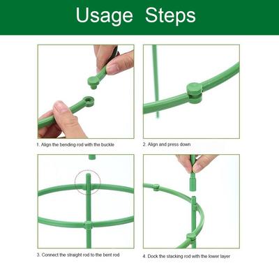 3 Set Durable Green Plant Support Pile Removable Easy To Use Climbing Vines Stake Half Round Flower Ring Support Rack