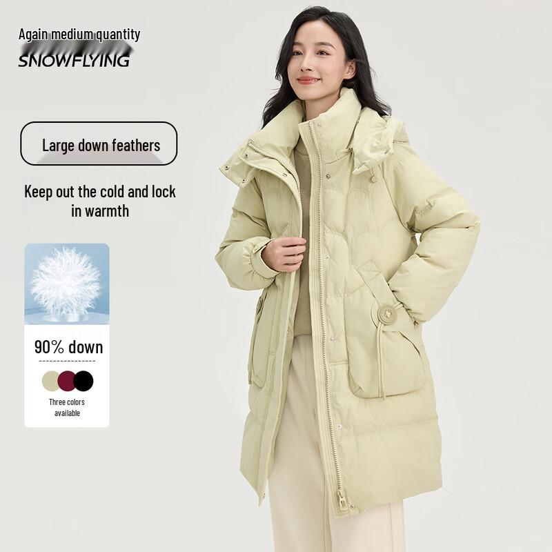 

XueZhongFei Women s Mid-Length Detachable Hood Down Jacket L 170