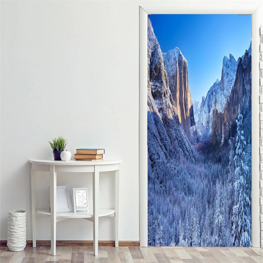 

Пейзажные дверные наклейки 3D съемные Vinilos Para Puertas клейкие обои художественные фрески для дверей библиотека современный домашний декор 77X200cm(cut 2Pcs)