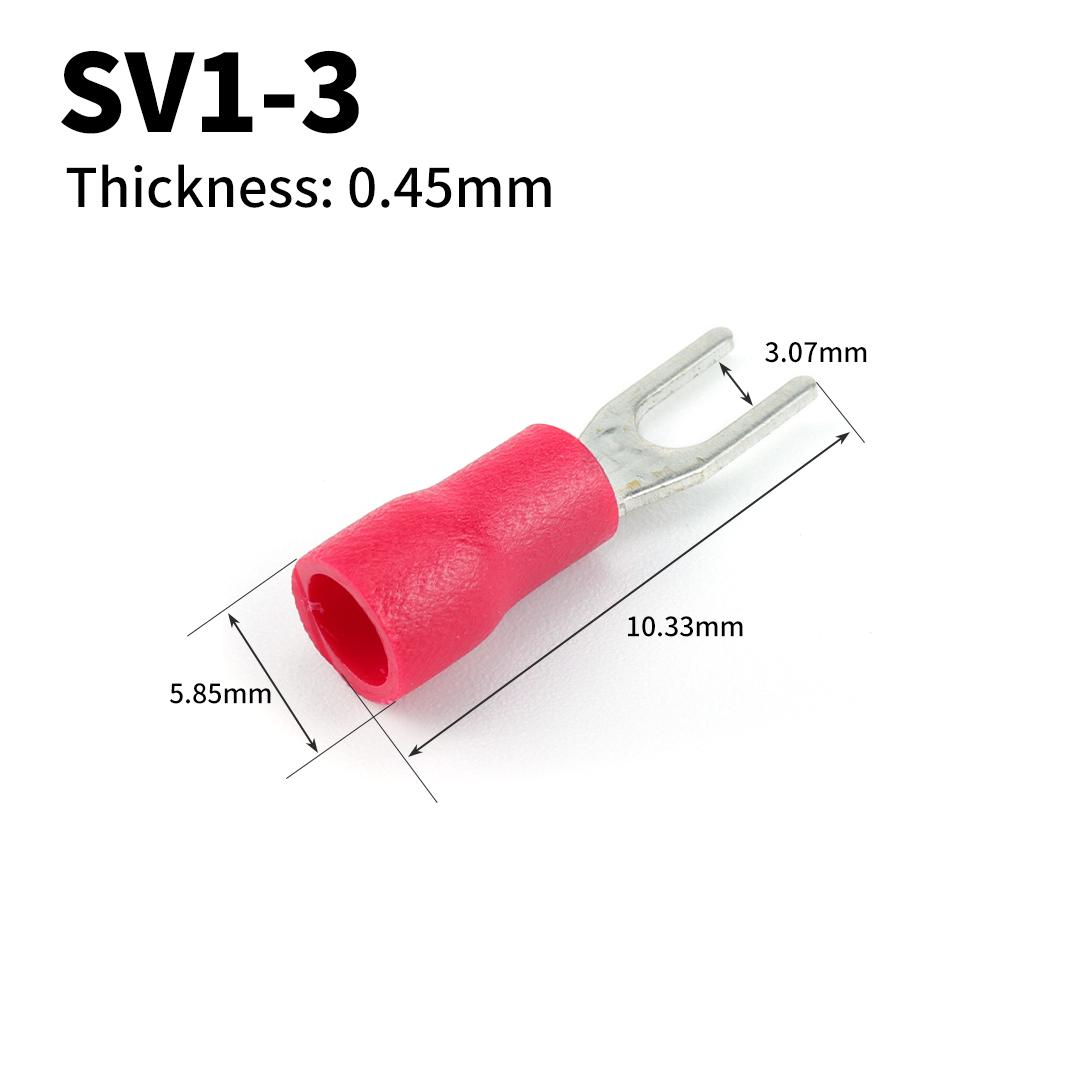 

100 шт. Латунні вилкові лопаткові U-подібні неізольовані дротові з єднувачі Електричні обтискні заземлювальні клеми 10-22AWG Червоні