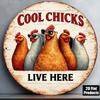 Vintage Round Metal Chicken Sign Wall Art Kitchen Decor
