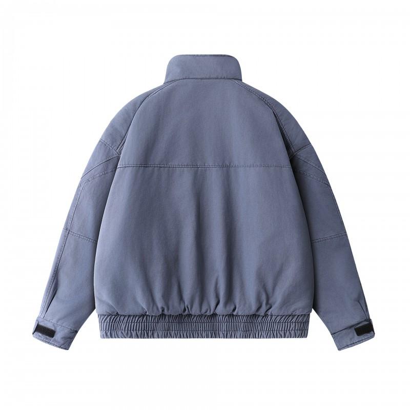 Unisex Winter Cotton Puffer Jacket Oversized Warm Stand Collar Workwear Style Casual Outerwear