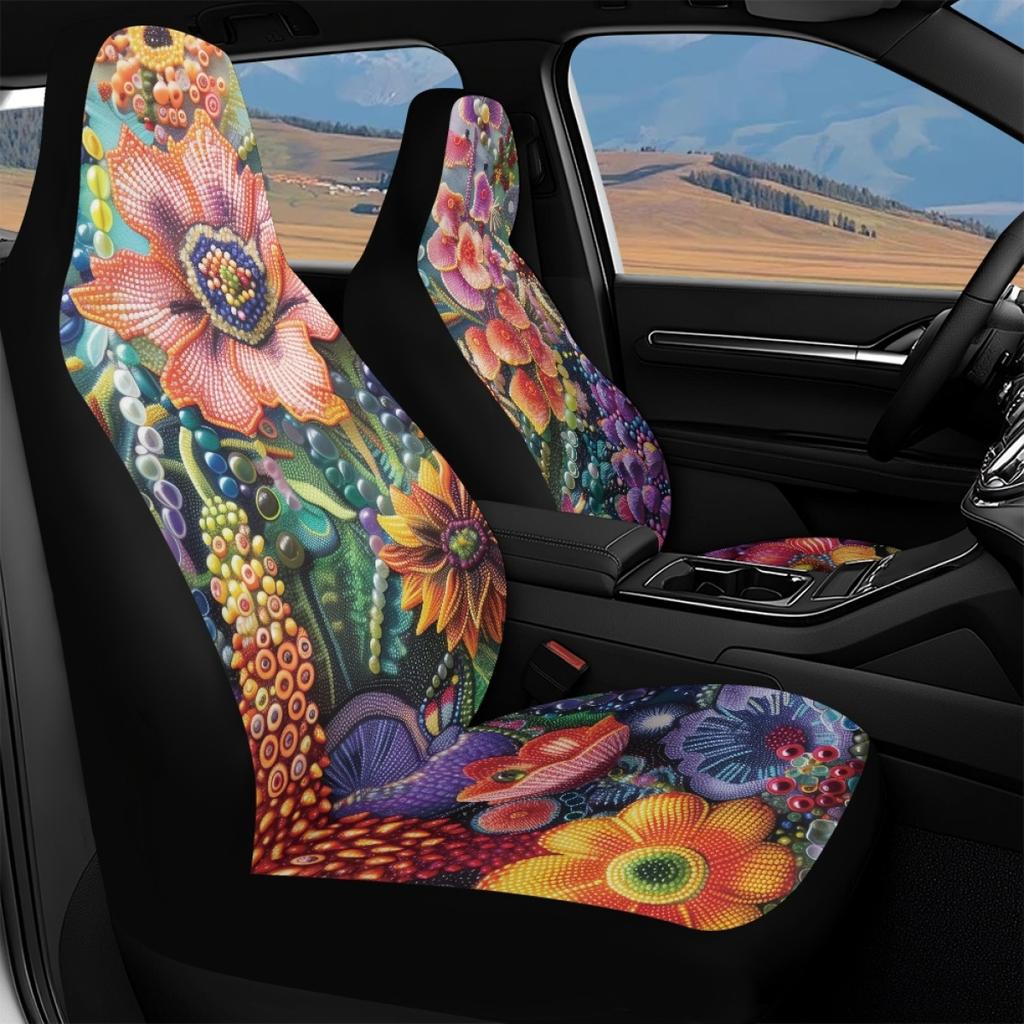 Wasserdichte Auto-Sitzbezüge Komplettes Set Abstrakte Digitale Druckmuster Airbag-kompatibel Vorder- und Rücksitzschoner Rutschfestes Design