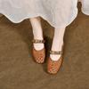 Hollow Sandals Women's Summer New Niche Personality Designer Woven Wind Buckle Low Heel Mary Jane Shoes