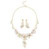 Yi Sugar Fashion Trendy Crystal Gold Plated Wedding Party Pearl Jewelry Necklaces Zircon Jwelleries Set With Pearls for Women
