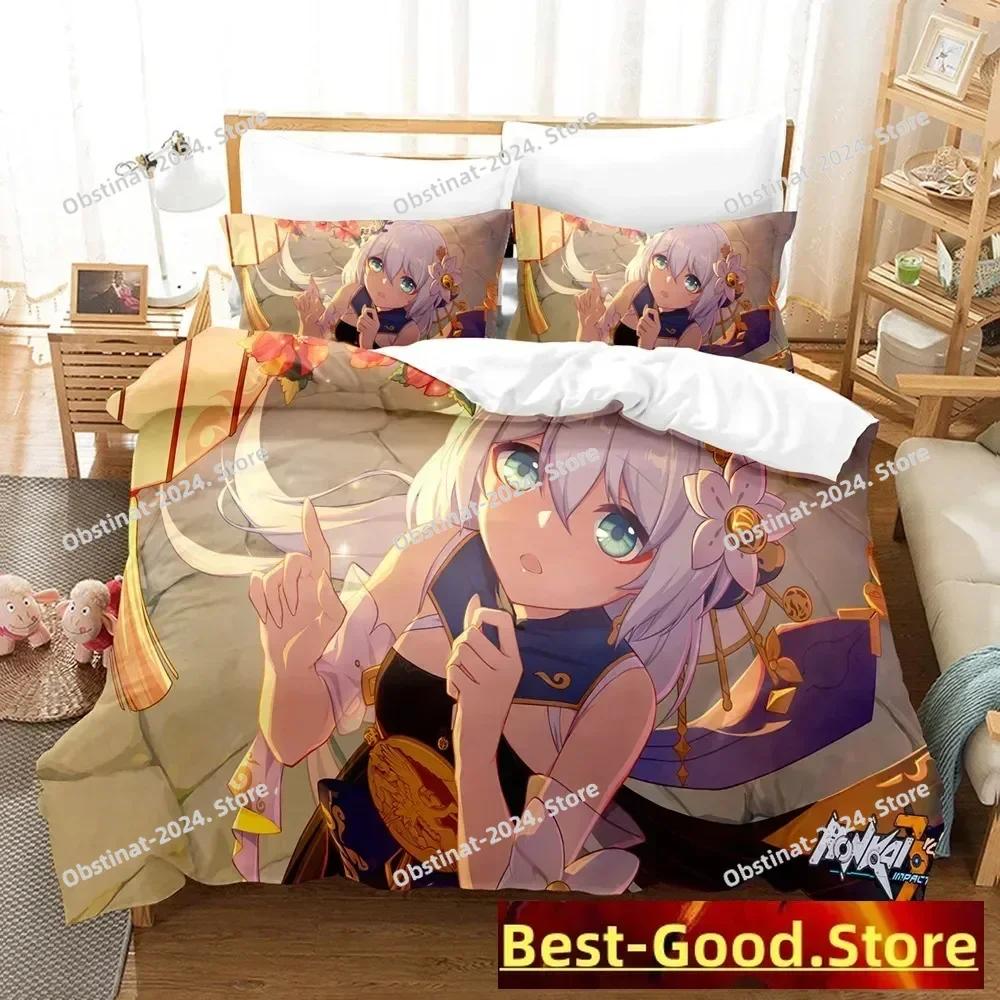 Honkai Impact 3 Bedding Set Printed Bed Set With Pillowcase Bed Duvet Cover Soft Single Double Queen Super King Size Bedroom