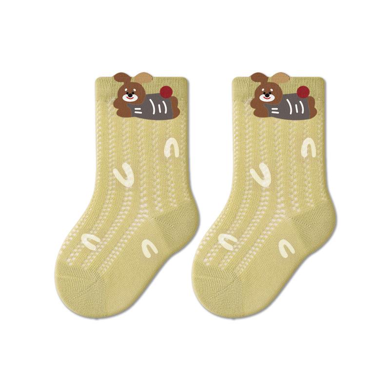 Baby Socks Summer Thin Mesh Breathable Cartoon Cute Dog printing Soft Knit Mid Tube Socks Boy Girl Infant Kids Casual Socks