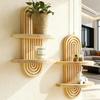 Oval Spiral Wall Floating Shelf Bohemia Farmhouse Rustic Wooden Wall Mount Display Shelf Decoration Living Room Bedroom Bathroom Storage Rack