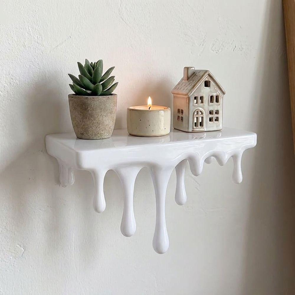 3D Printed Drip Floating Shelf Stable Wall Storage Rack Decorative Melting Wall Shelf Bedroom