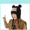 Cartoon Bear Kids Winter Knit Hat With Earmuff Protection For Childrens Cold Weather Comfort