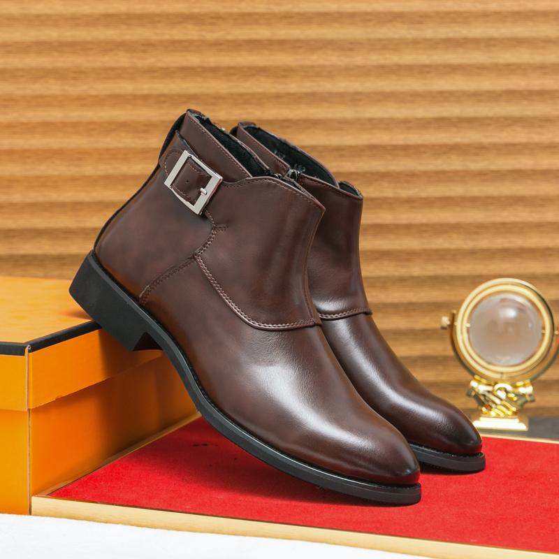 Мужские классические ботинки челси Модные ботильоны Повседневные короткие ботинки Деловые — фото 5