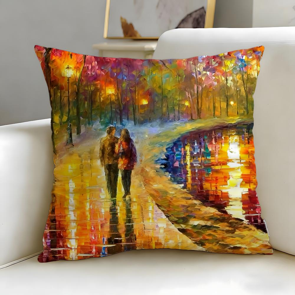 classic artist Leonid Afremov Cushion Cover Soft & Easy-Wash Pillow Case – Versatile for Couch, Bed, Travel and Office