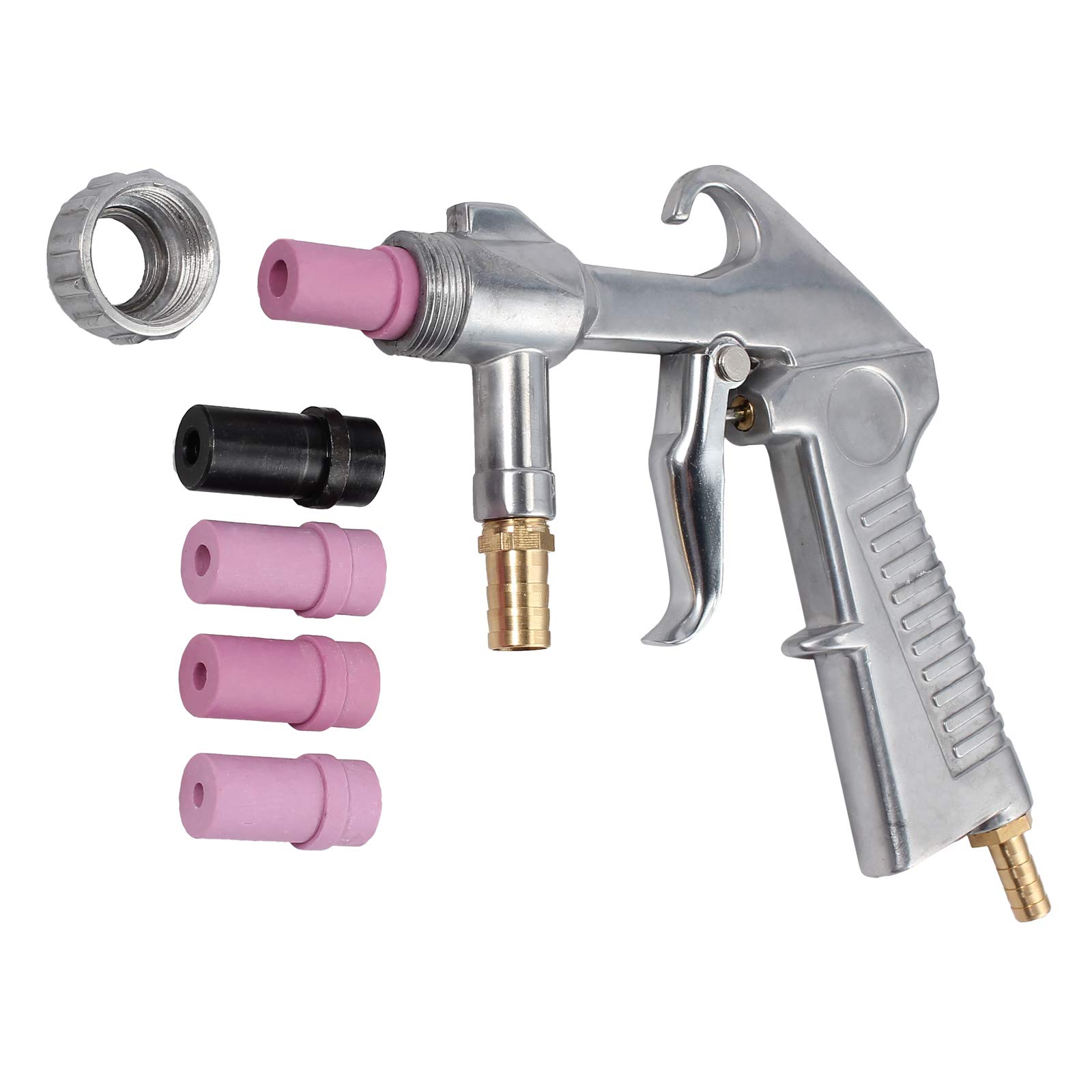 

AMTOVL Sandblasting Gun Sandblaster 4 Ceramic Nozzles Extra Iron Nozzle Tip Set + +