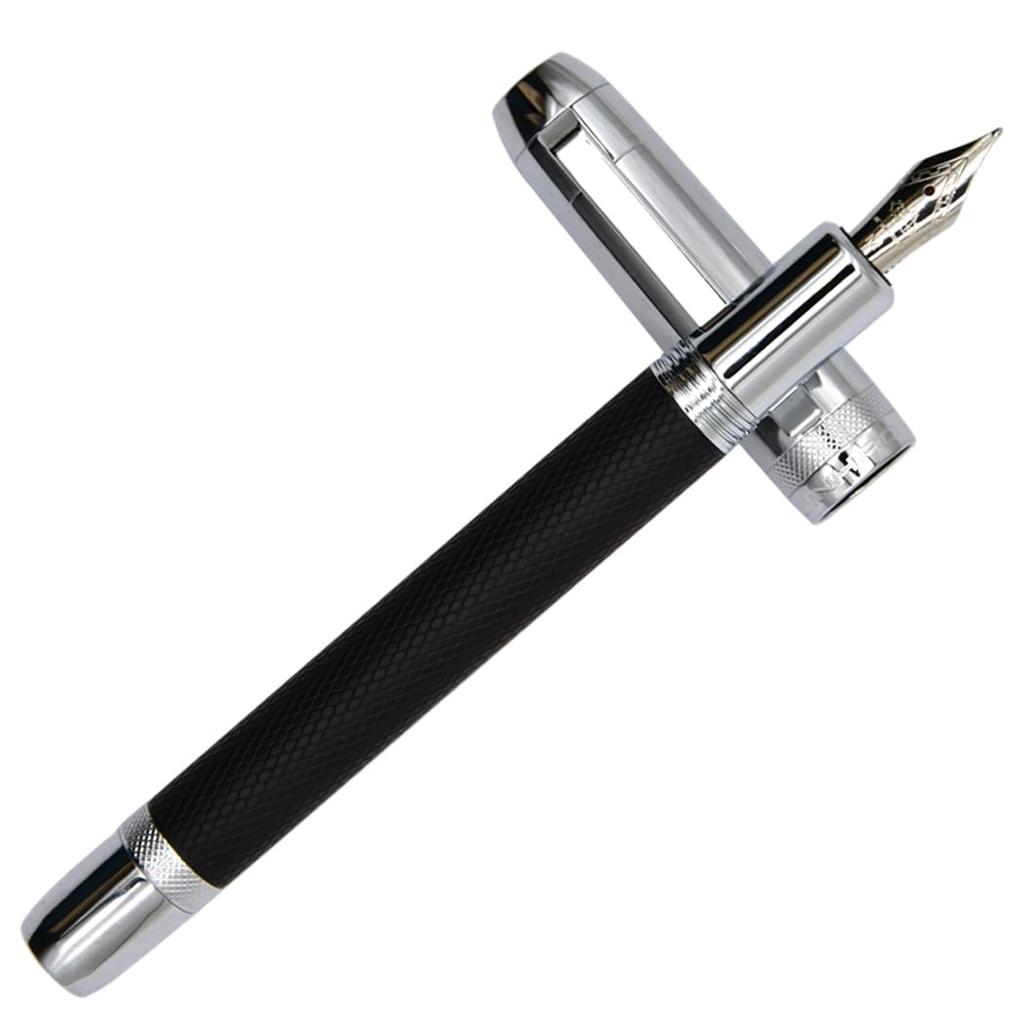 Ranvi Jinhao 92 Fountain Fine with Ink Converter Pen, Nib, (Silver Black)