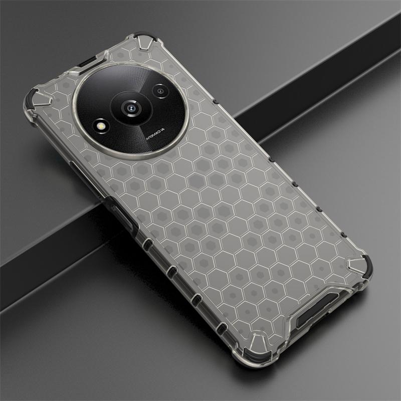 Shockproof Transparent Case For Xiaomi Poco C61 Honeycomb Armor Phone Back Case For Poco C61 Case Cover For Poco C61 6.71 inch